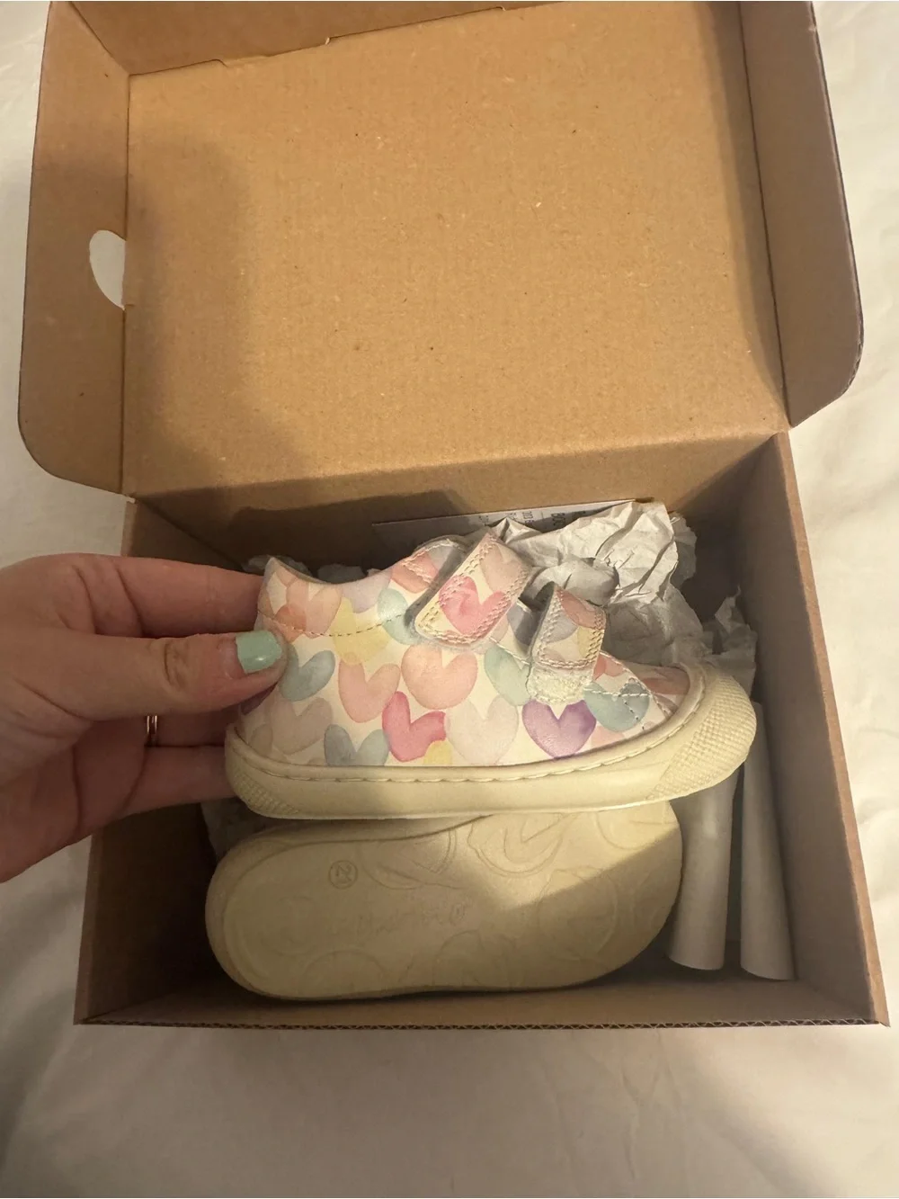 Naturino Toddler Velcro Sneakers in Pastel Multi Heart Print